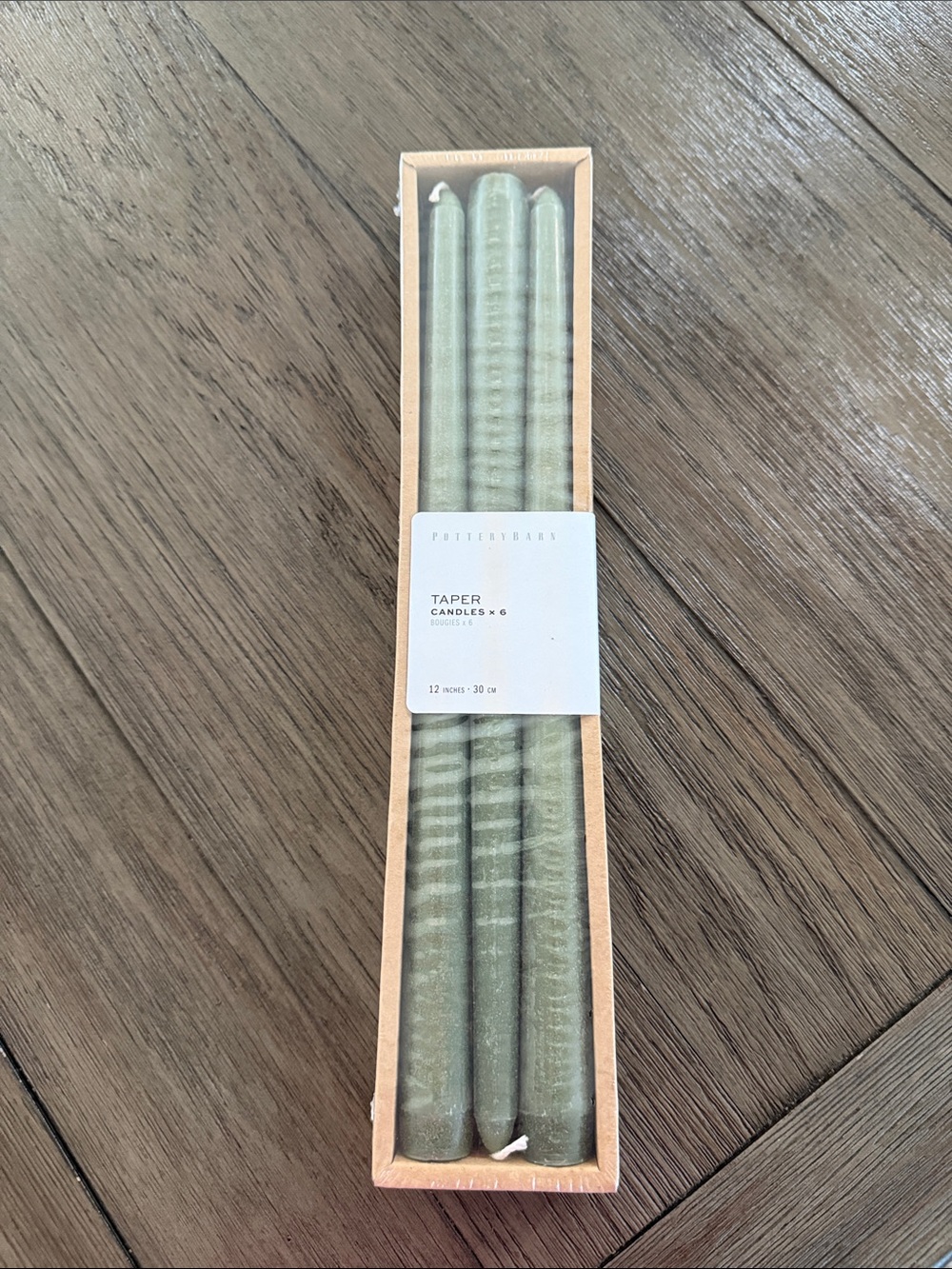 Pottery Barn Olive Green Taper Candles - Set of 6